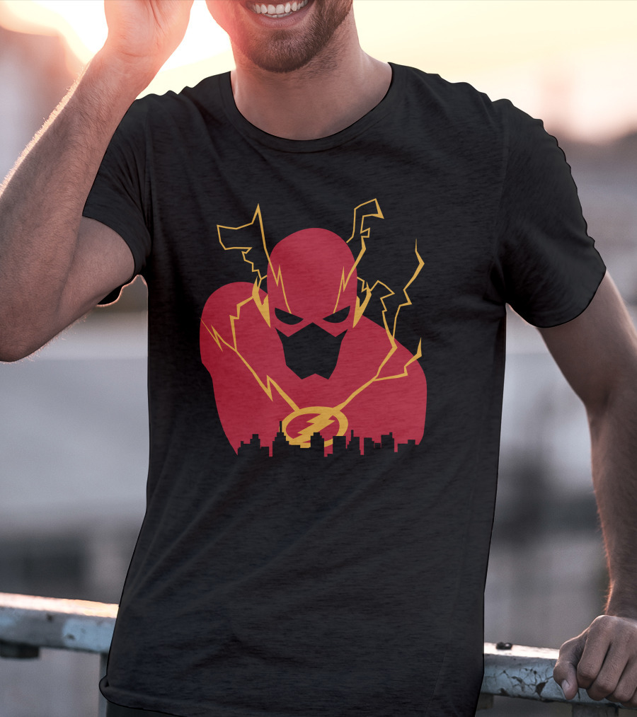 I Protect This City Flash Inspired Lightning Hero Skyline T-Shirt