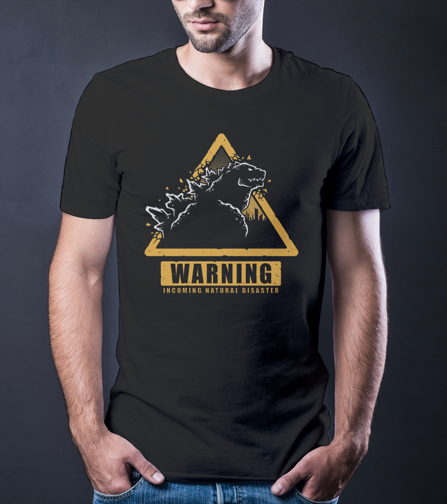 WARNING INCOMING NATURAL DISASTER TRIANGLE MONSTER OUTLINE T-Shirt