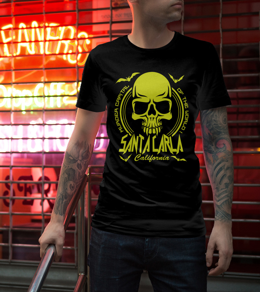 Santa Carla California Murder Capital Of The World Skull Bats T-Shirt