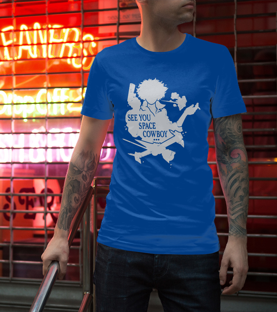 SEE YOU SPACE COWBOY Spike Silhouette Smoking Scene T-Shirt