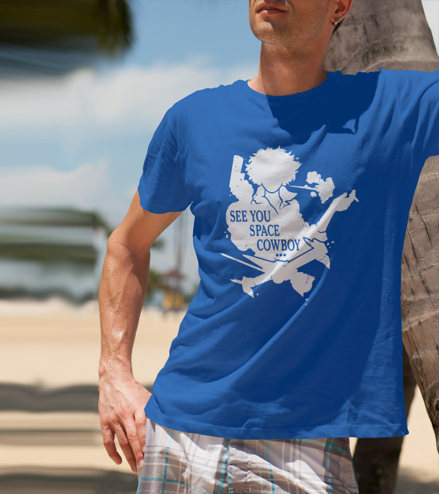 SEE YOU SPACE COWBOY Spike Silhouette Smoking Scene T-Shirt