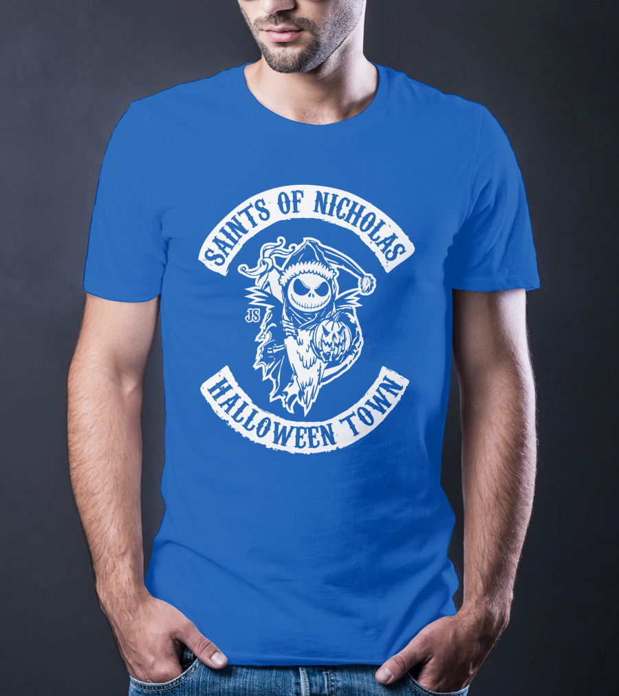 Saints Of Nicholas Halloween Town Jack Skellington Santa Crossover T-Shirt