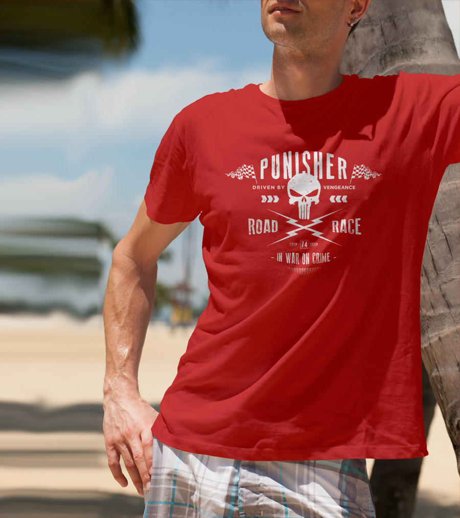 Punisher Driven By Vengeance Road Race In War On Crime T-Shirt