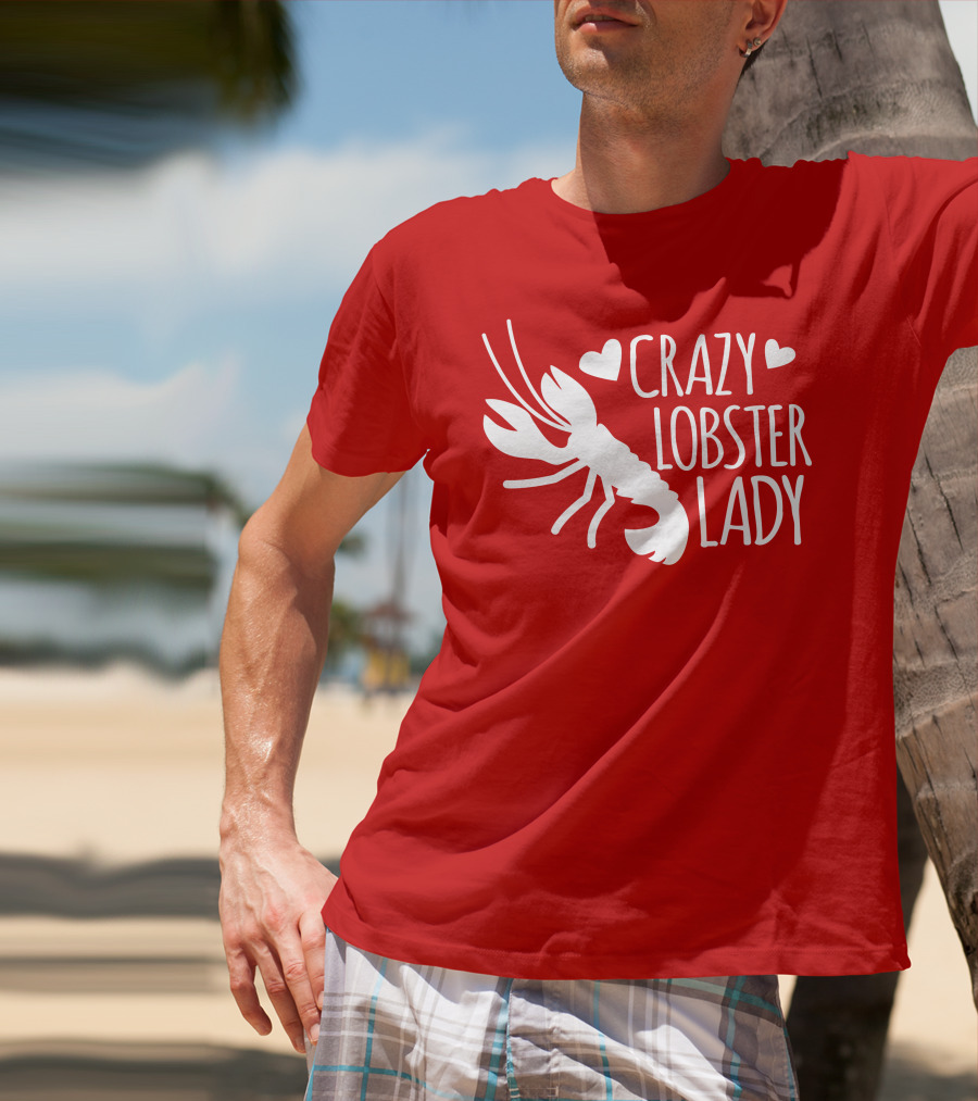 Crazy Lobster Lady With Hearts T-Shirt