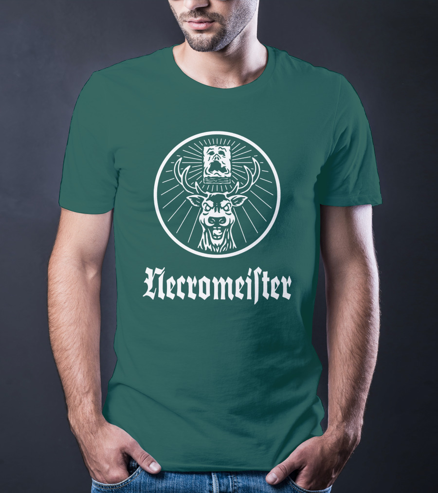 Necromeister Deer Antlers Sunburst Skull T-Shirt
