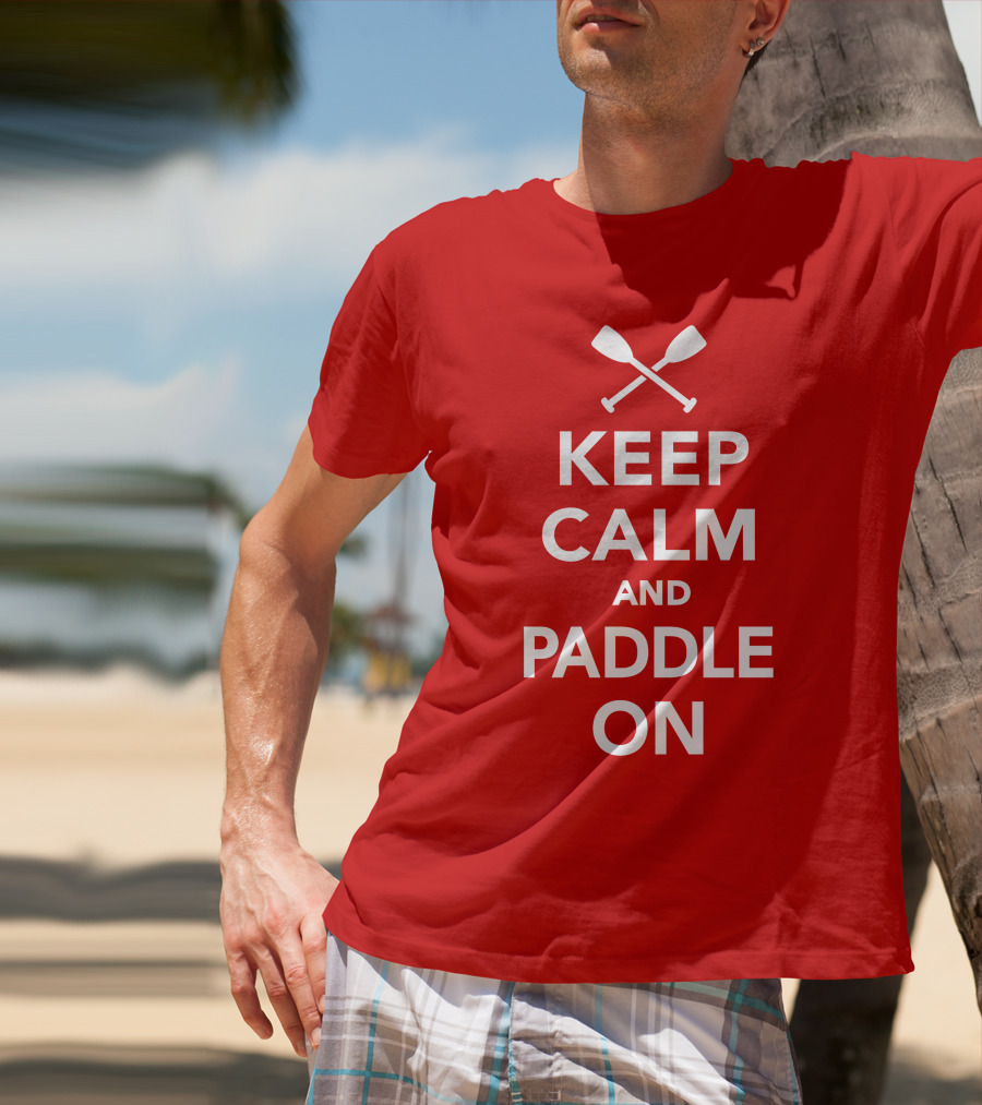 Keep Calm And Paddle On With Crossed Paddles Icon T-Shirt