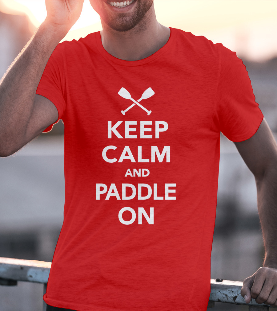 Keep Calm And Paddle On With Crossed Paddles Icon T-Shirt