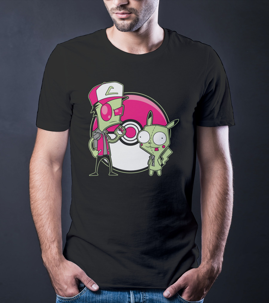 Invader Zim Gir Pikachu Pokemon Trainer Mashup T-Shirt