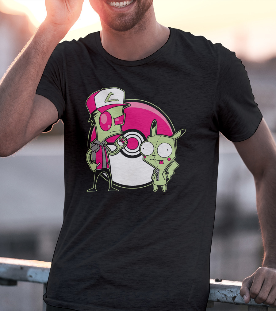 Invader Zim Gir Pikachu Pokemon Trainer Mashup T-Shirt