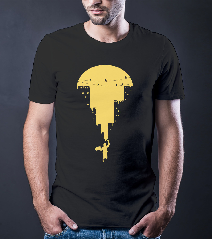 Paint It Orange Dripping Skyline With Birds T-Shirt