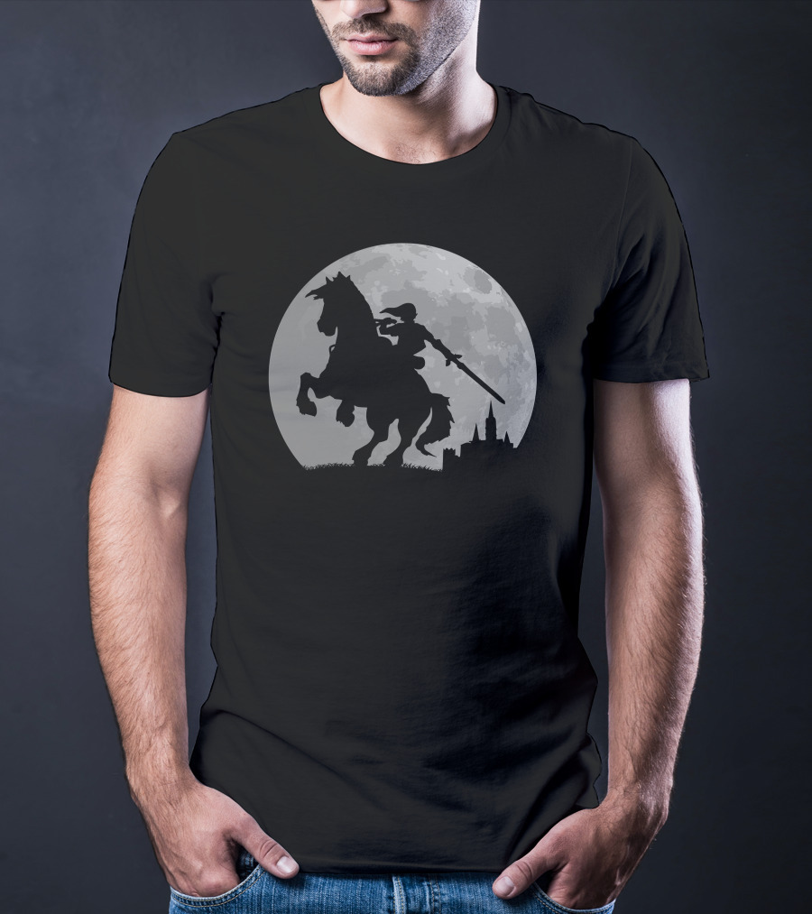 Moonlight Ride Shadow Knight Under Full Moon T-Shirt