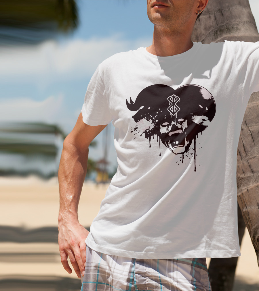 HELL DEMON Scream Symbol Dripping Horns T-Shirt