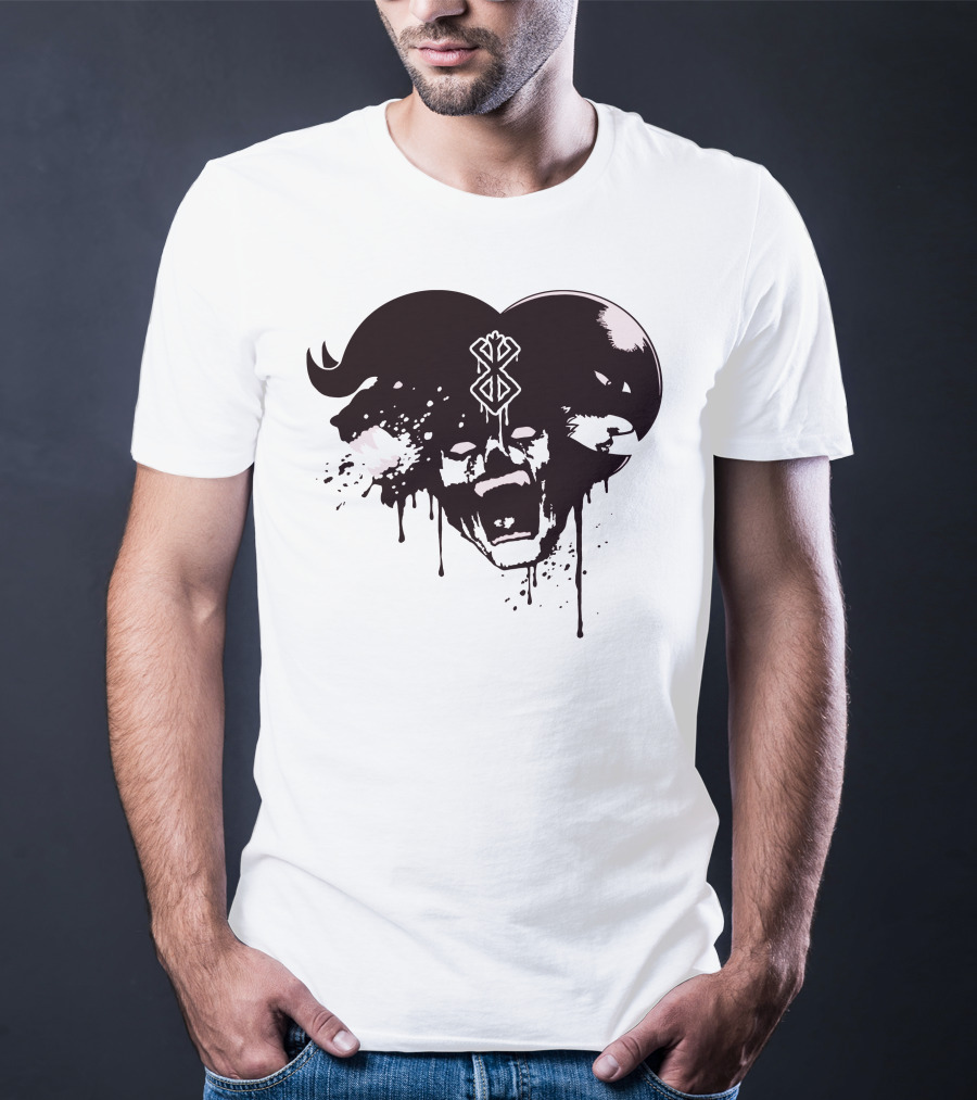 HELL DEMON Scream Symbol Dripping Horns T-Shirt