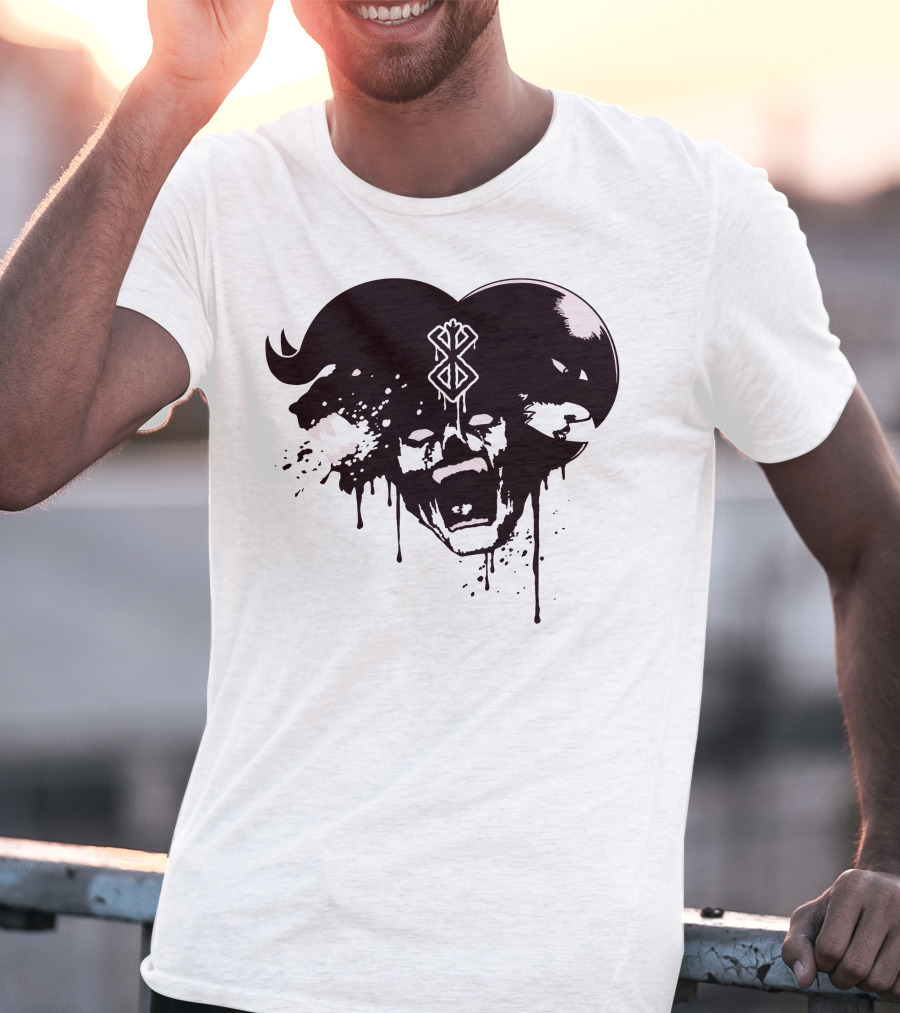 HELL DEMON Scream Symbol Dripping Horns T-Shirt