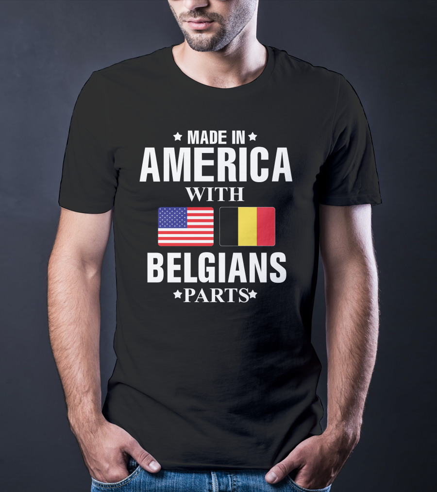 Made IN America With Belgians Parts USA Belgium Flags T-Shirt