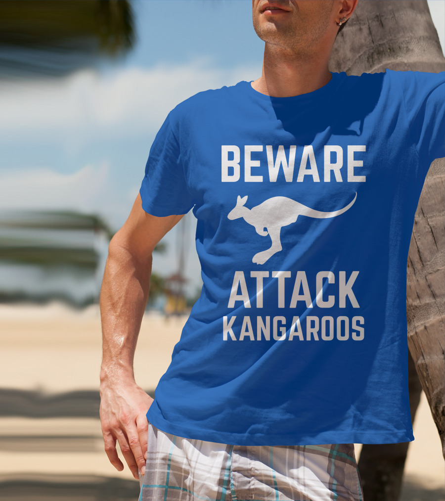 Beware Attack Kangaroos Warning Sign T-Shirt