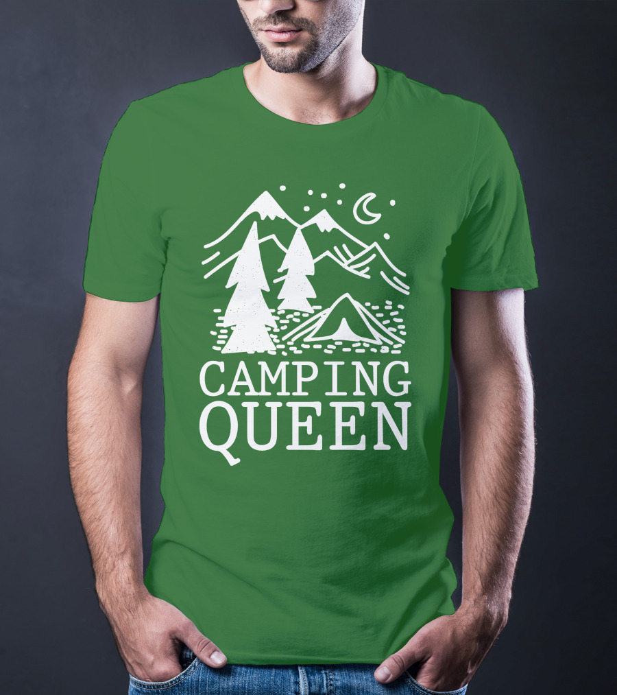 Camping Queen Mountain Tent Moon Forest Adventure T-Shirt