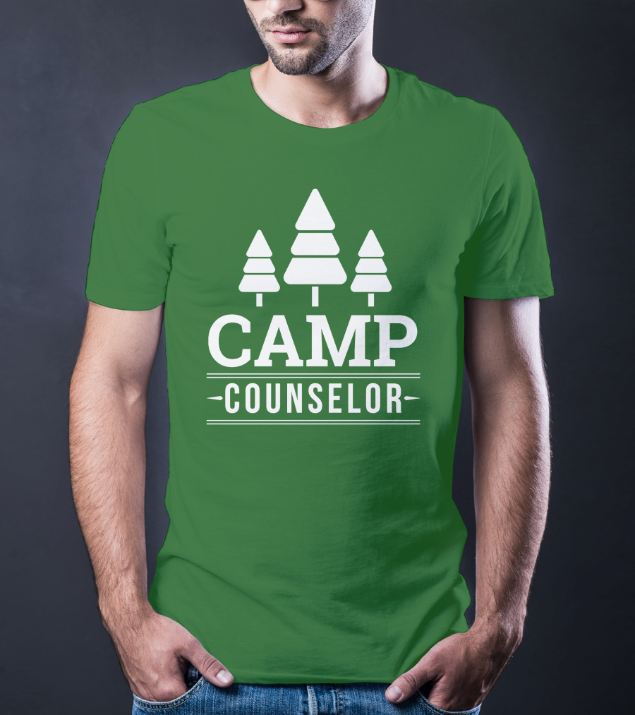 CAMP COUNSELOR Tree Icon Green Background T-Shirt