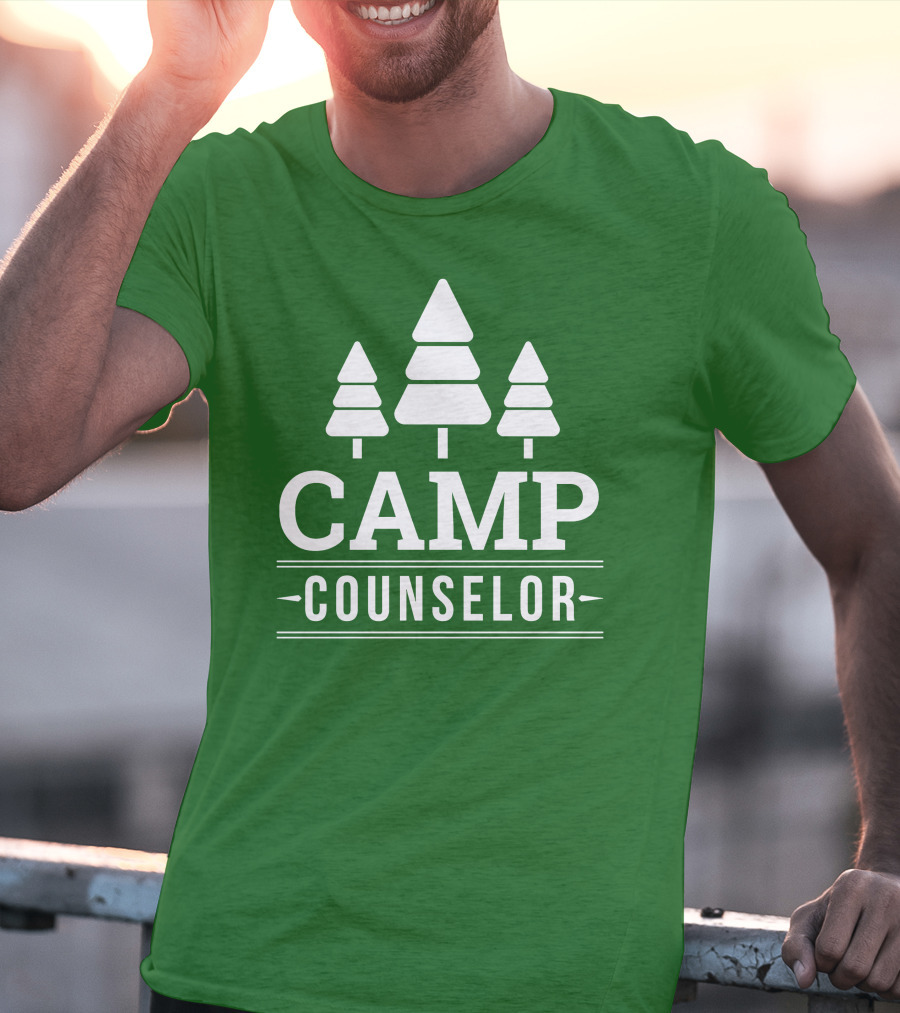 CAMP COUNSELOR Tree Icon Green Background T-Shirt