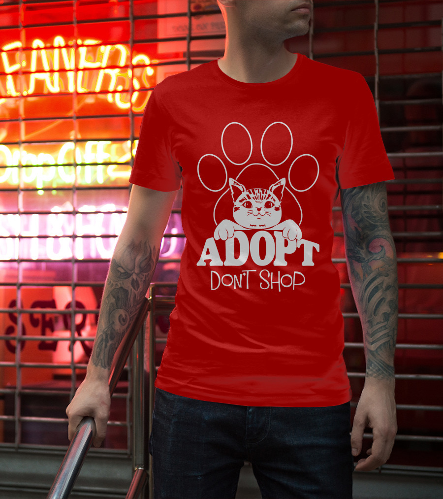 Cat Paw Adopt Don't Shop T-Shirt