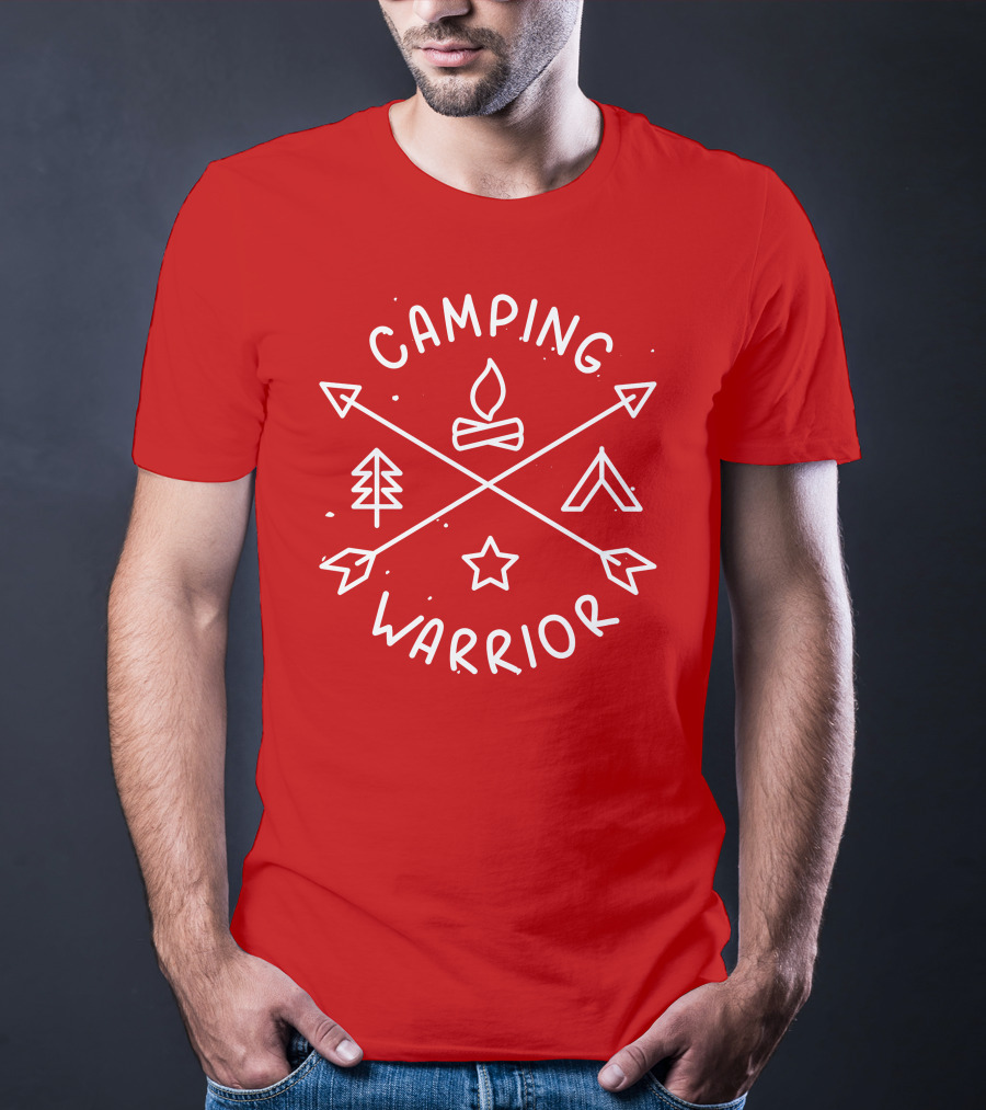 Camping Warrior Arrows Fire Tent Tree Star T-Shirt