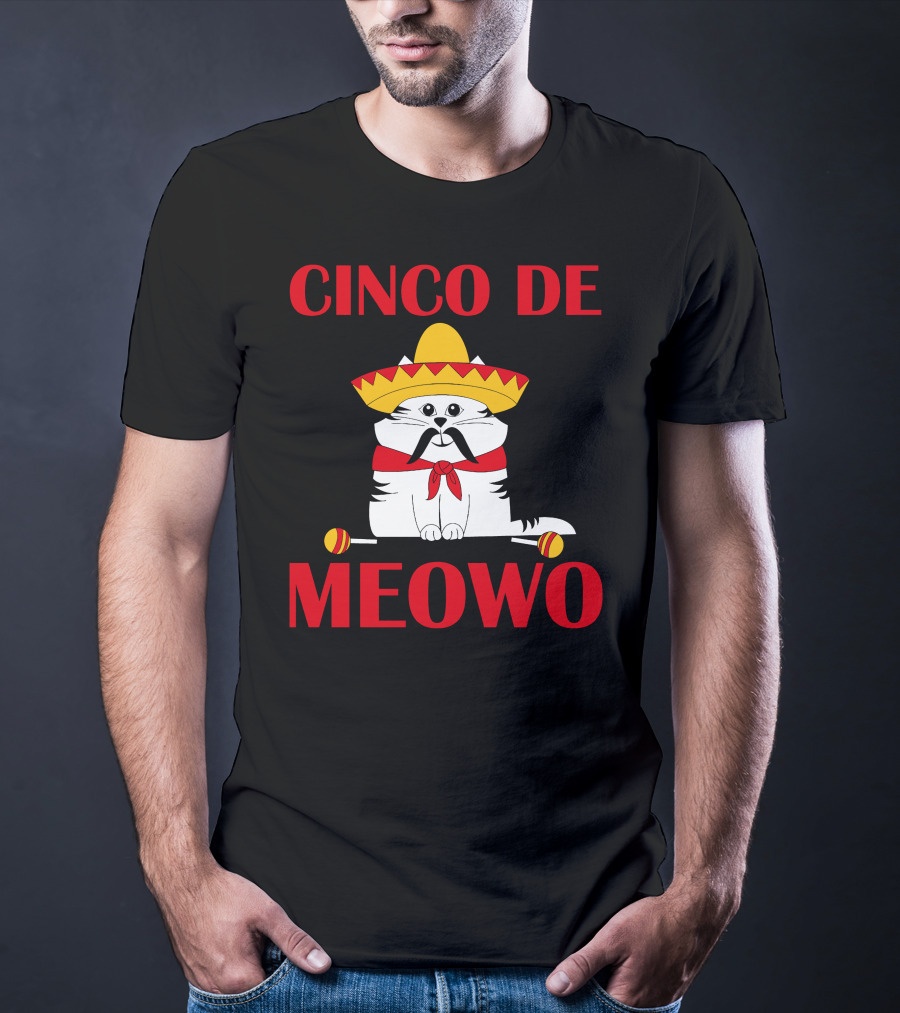 Cinco De Meowo Cat Sombrero And Maracas Cinco De Mayo T-Shirt