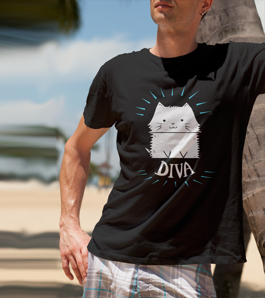 Cat Diva Cute Whiskered Feline T-Shirt