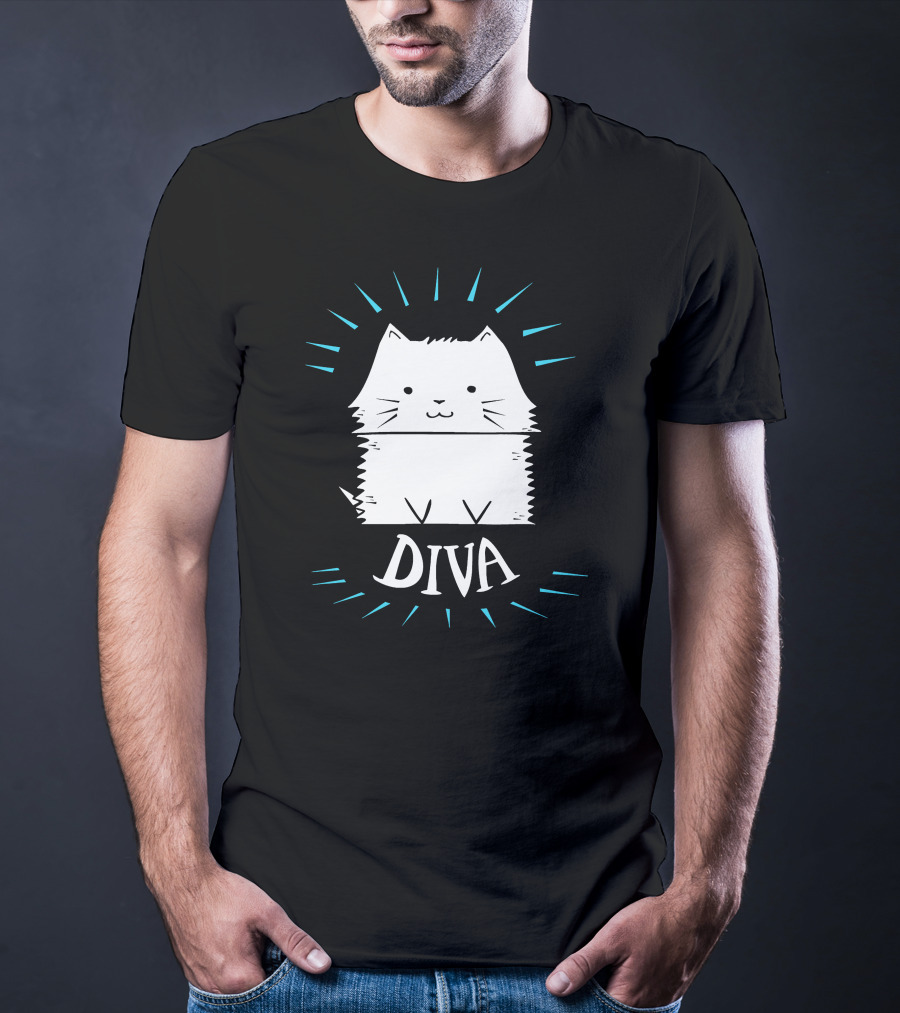 Cat Diva Cute Whiskered Feline T-Shirt