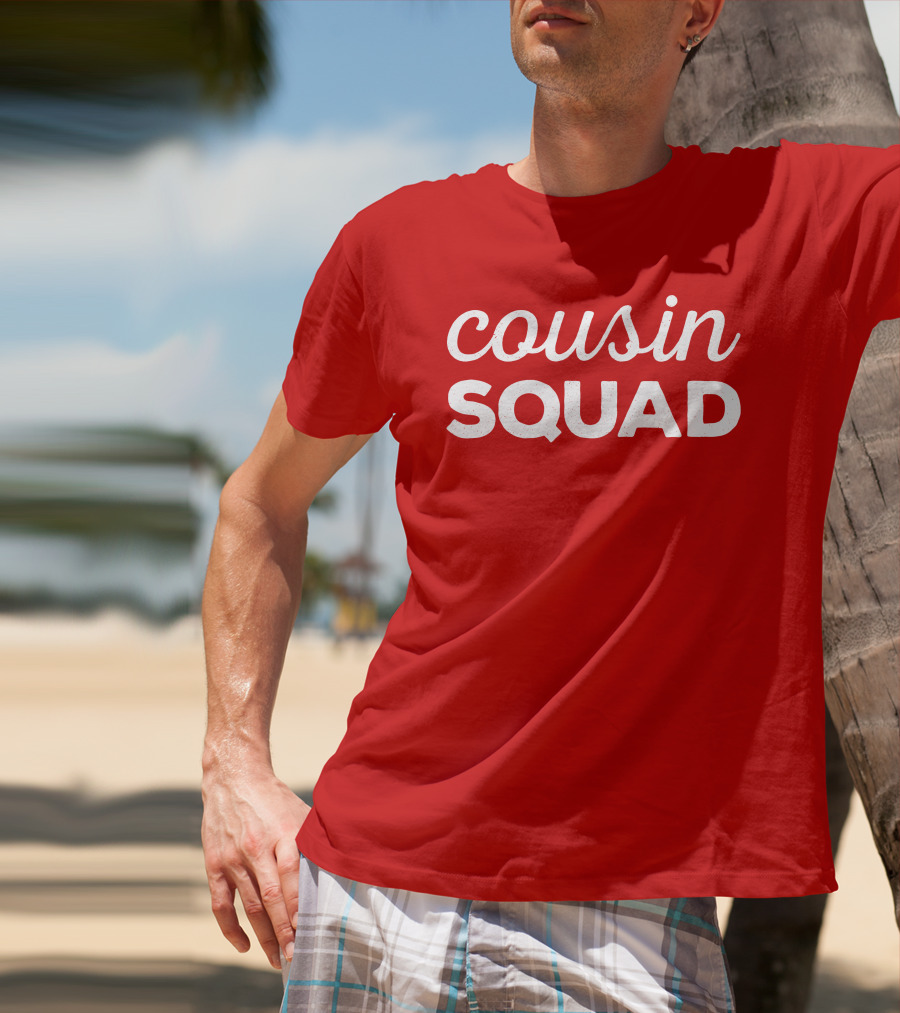 Cousin Squad Red Bold Text Family Team Bonding T-Shirt