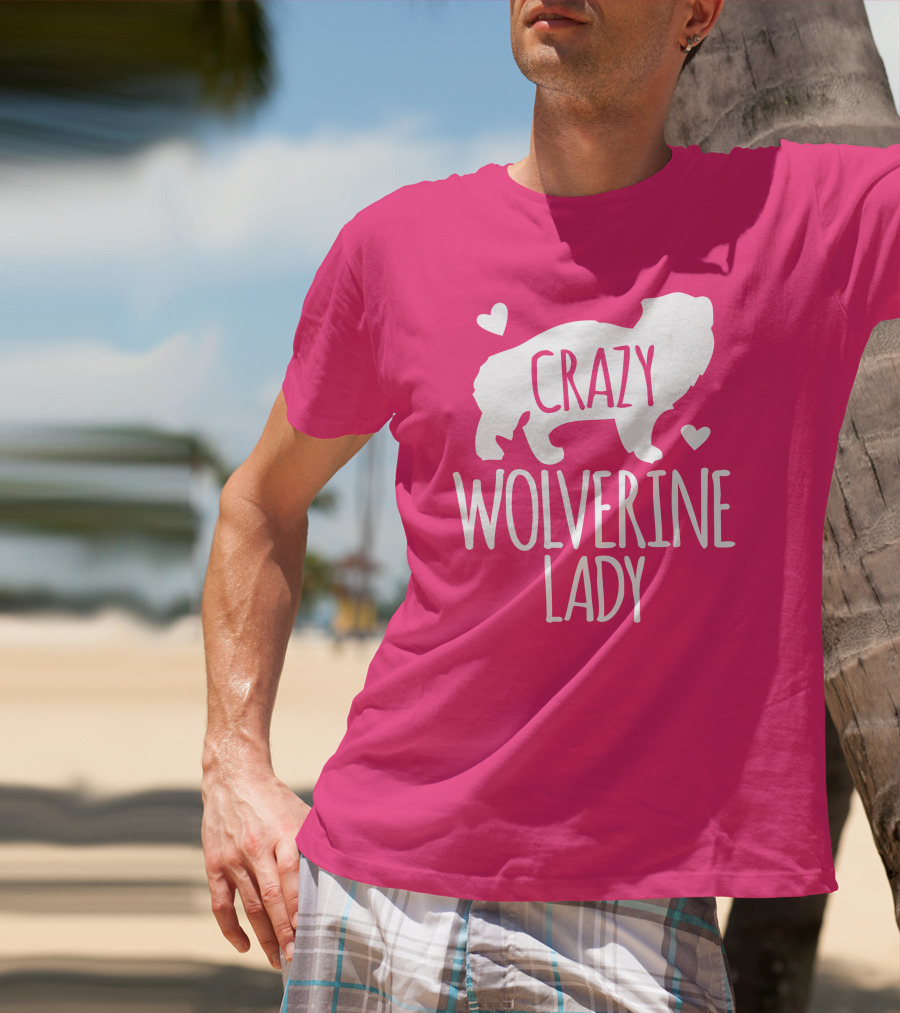 Crazy Wolverine Lady Silhouette With Hearts T-Shirt