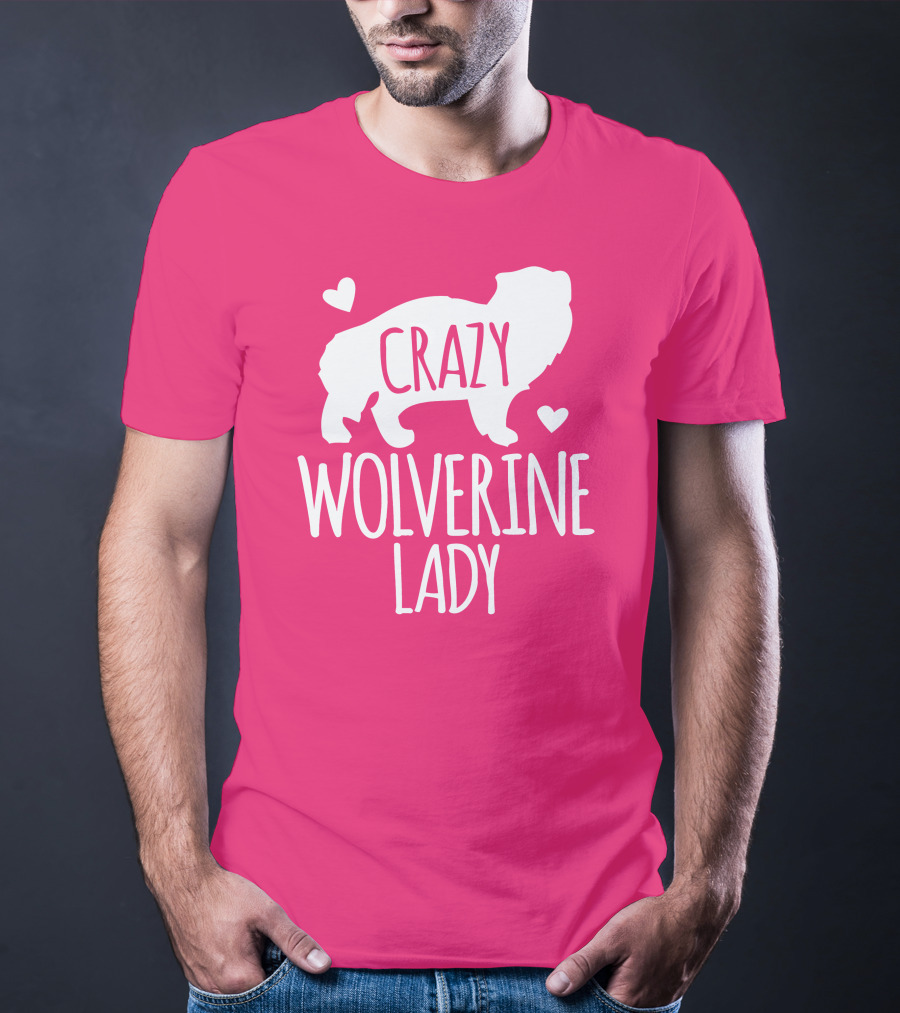 Crazy Wolverine Lady Silhouette With Hearts T-Shirt