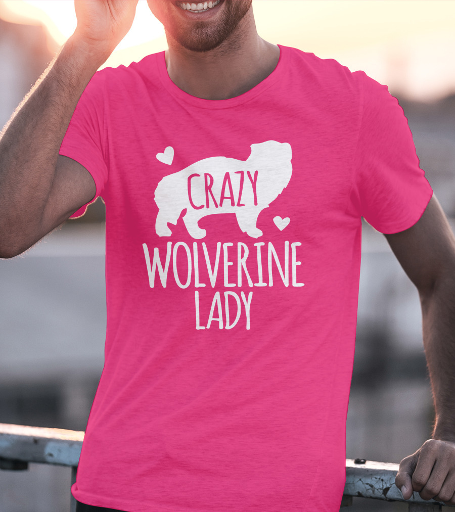 Crazy Wolverine Lady Silhouette With Hearts T-Shirt