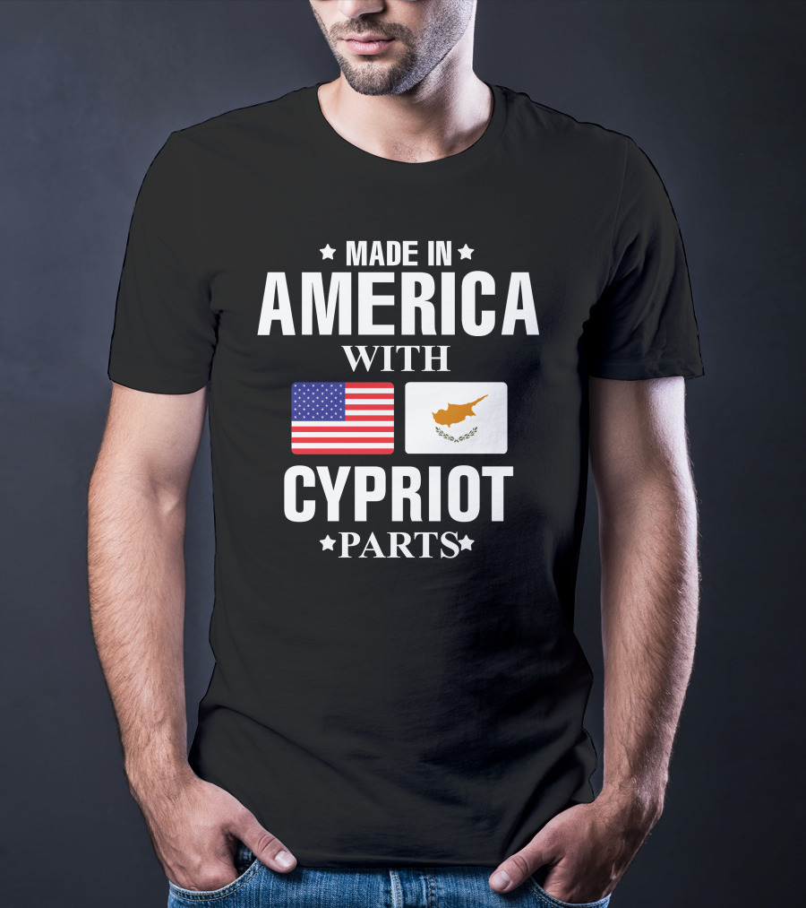 Made In America With Cypriot Parts USA Cyprus Flags T-Shirt