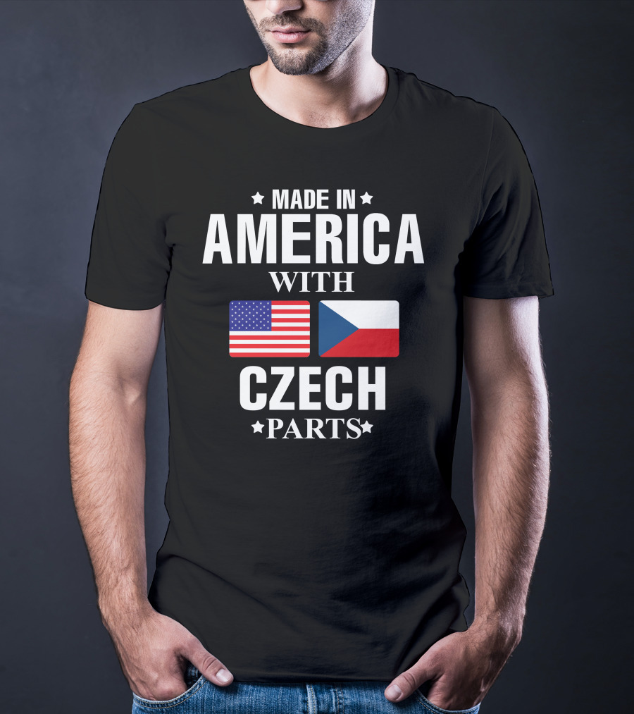 MADE IN AMERICA WITH CZECH PARTS USA CZECHIA FLAGS T-Shirt