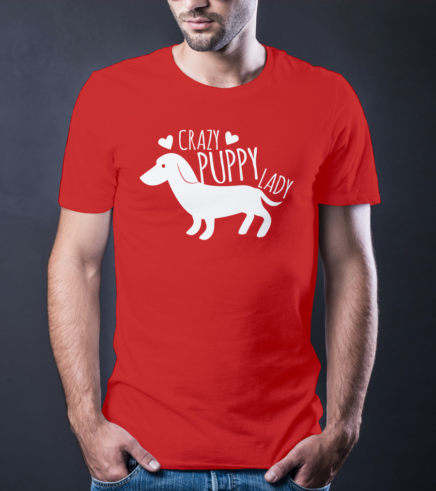 CRAZY PUPPY LADY Dachshund Heart T-Shirt