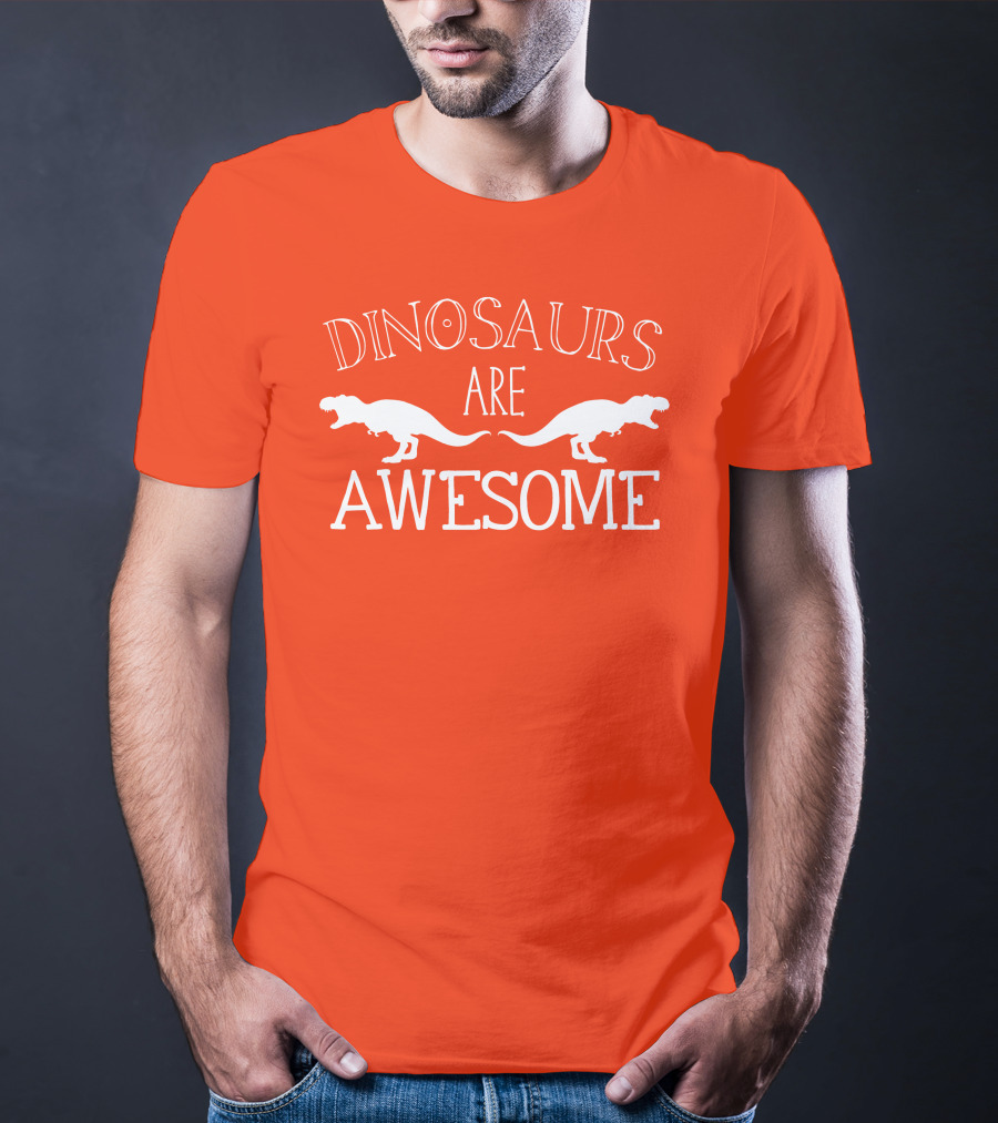 Dinosaurs Are Awesome T-Rex White Text T-Shirt