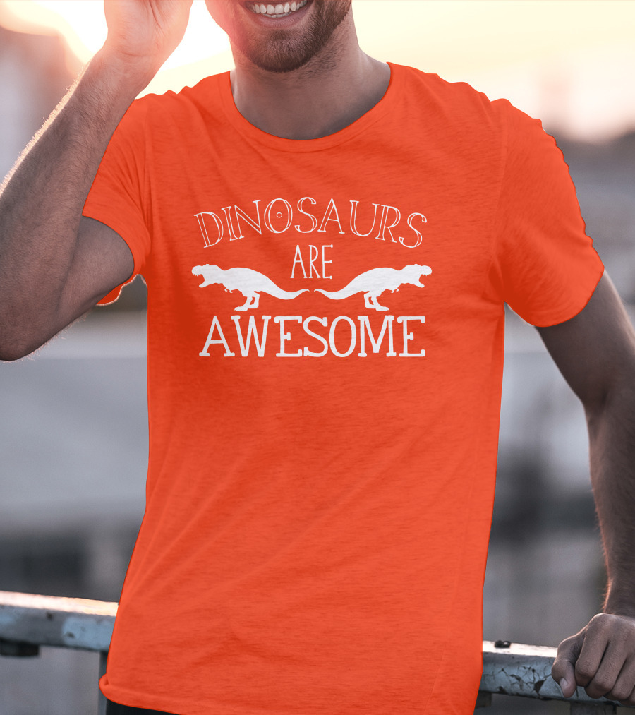Dinosaurs Are Awesome T-Rex White Text T-Shirt
