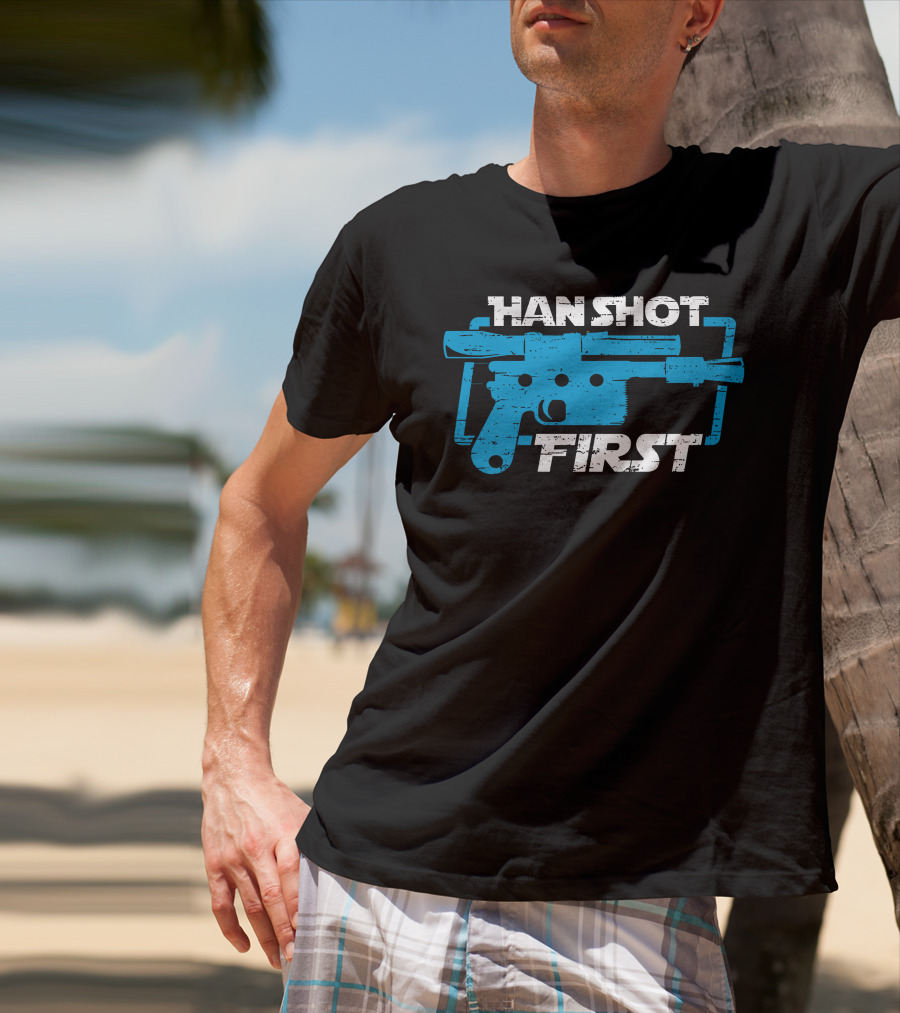 Han Shot First Blue Blaster T-Shirt