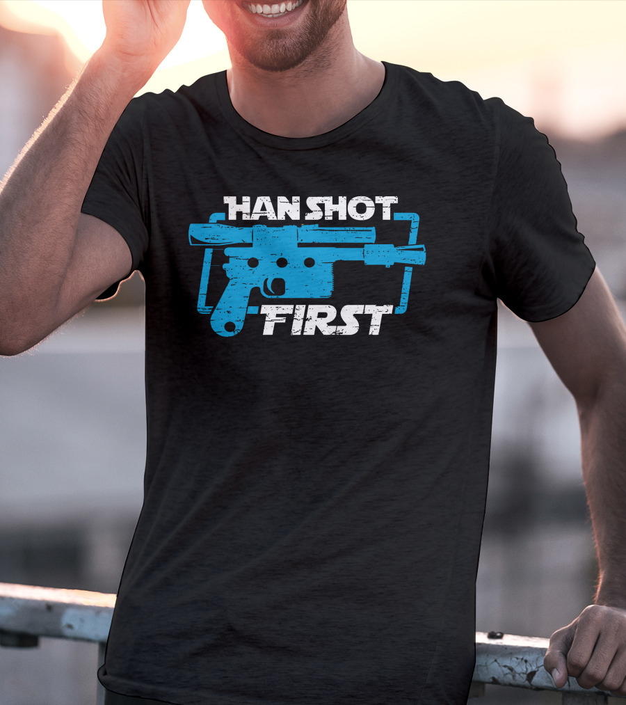Han Shot First Blue Blaster T-Shirt