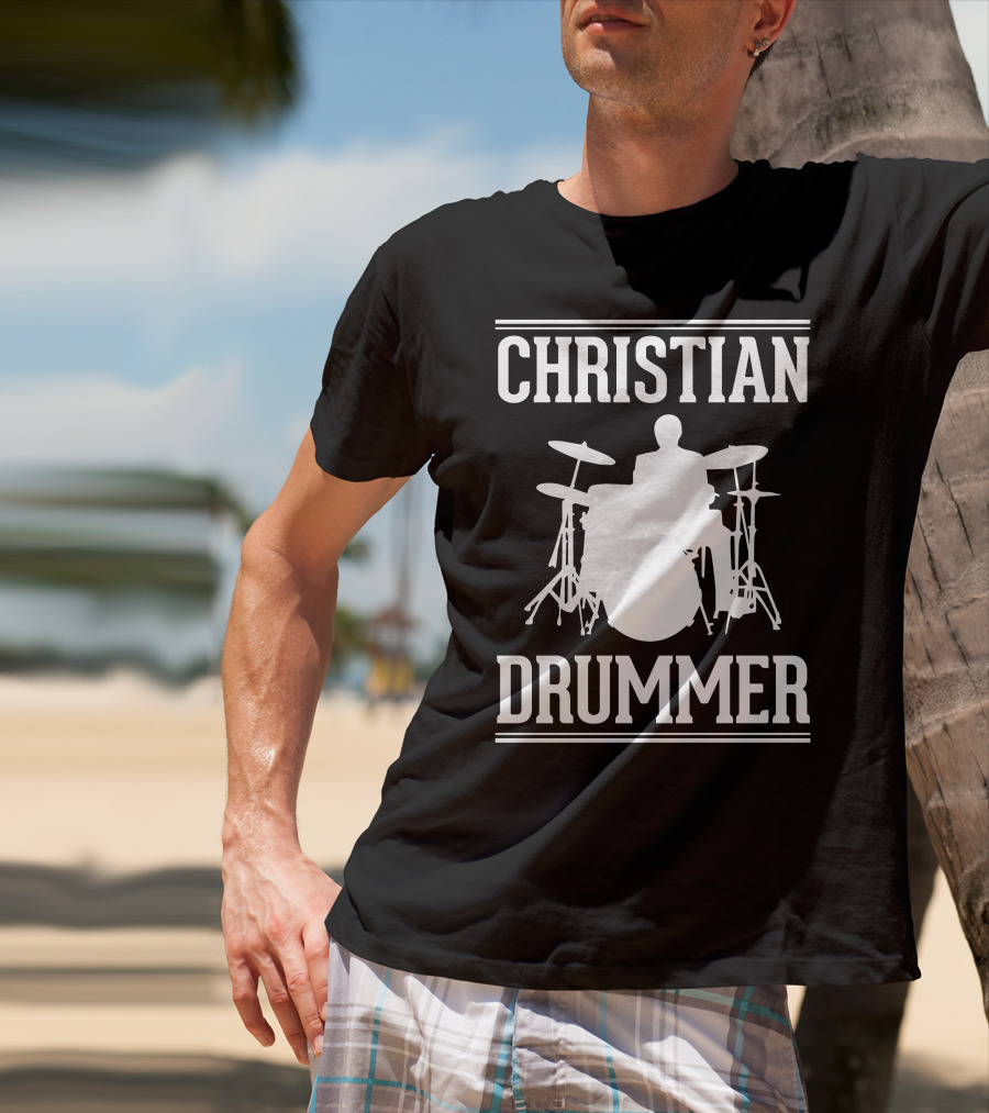 CHRISTIAN DRUMMER SILHOUETTE WITH DRUM SET T-Shirt