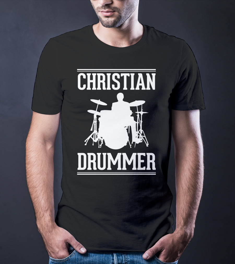 CHRISTIAN DRUMMER SILHOUETTE WITH DRUM SET T-Shirt