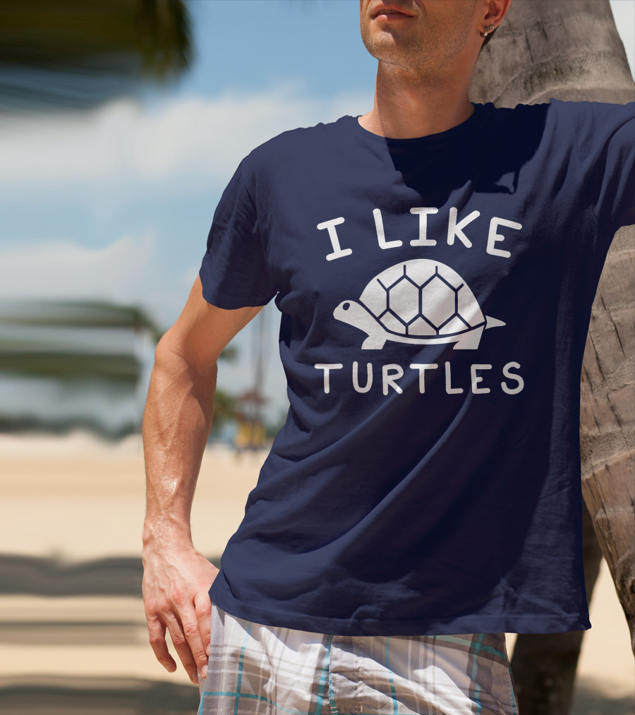 I Like Turtles Funny Tortoise Lover Geometric T-Shirt