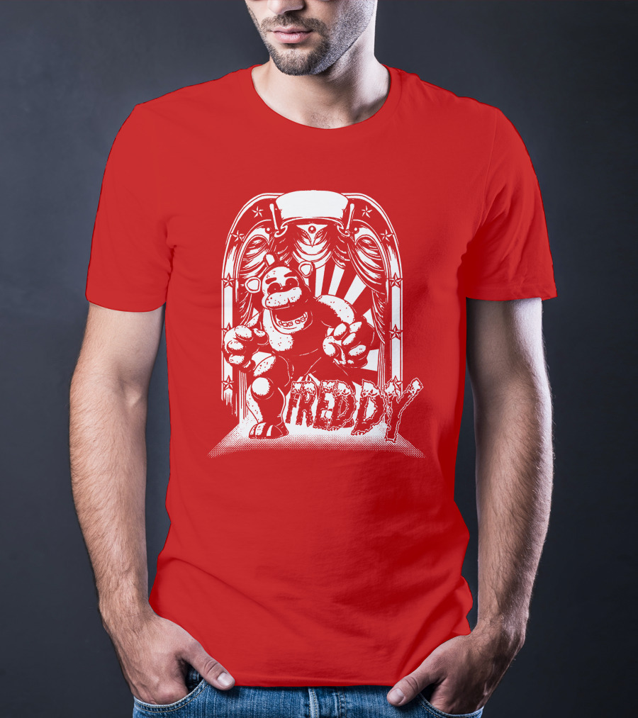 Freddy Fazbear Curtain Stage Retro Archway-style T-Shirt