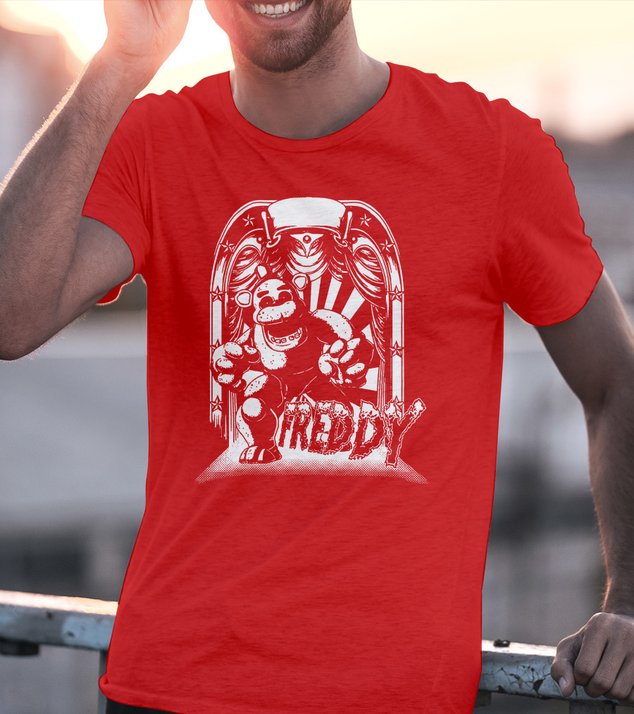 Freddy Fazbear Curtain Stage Retro Archway-style T-Shirt