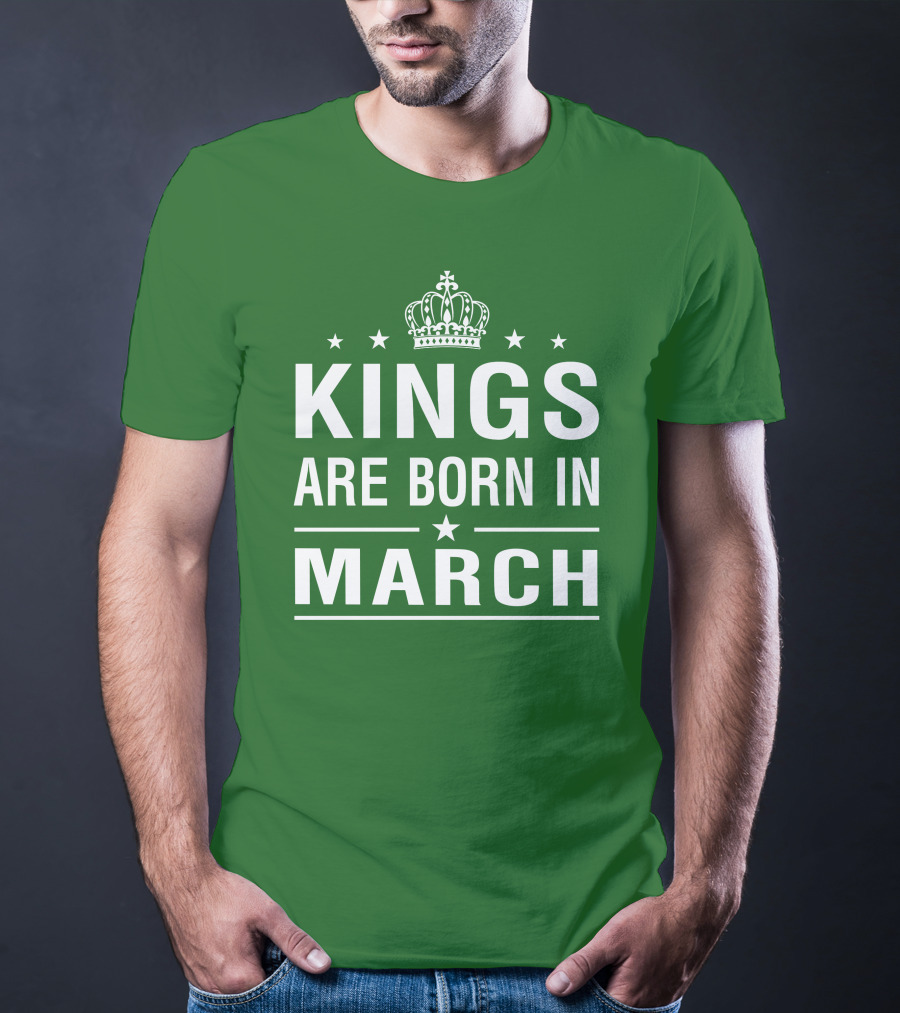 Kings Are Born In March Crown Icons T-Shirt
