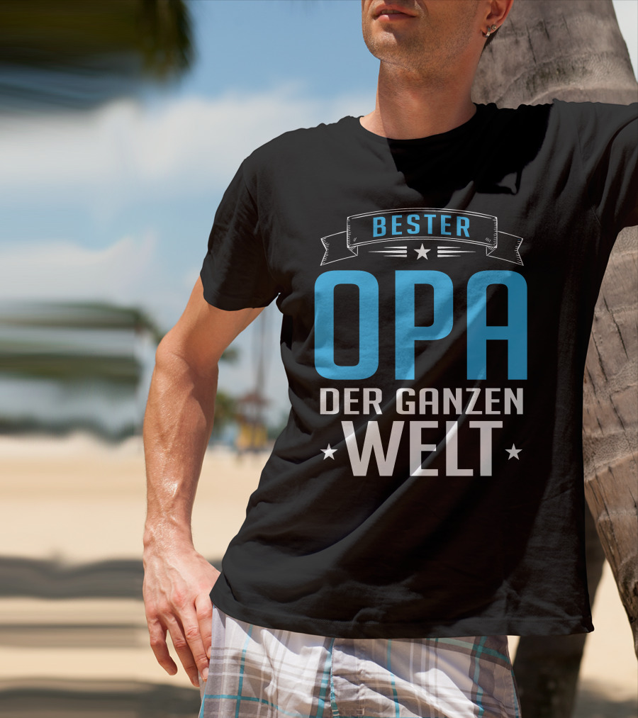 Bester Opa Der Ganzen Welt Stars Banner T-Shirt