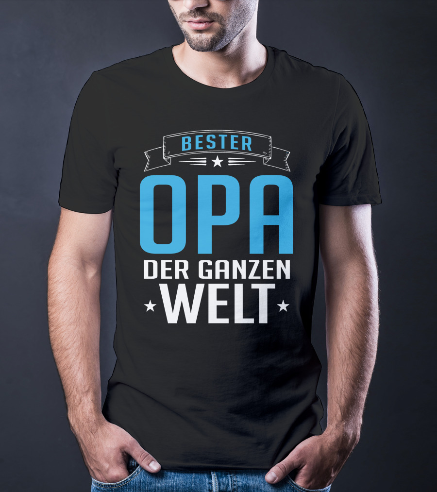 Bester Opa Der Ganzen Welt Stars Banner T-Shirt