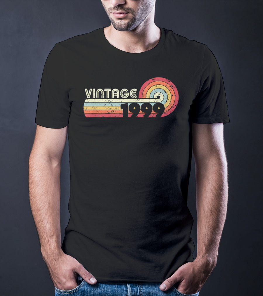 Vintage 1999 Retro Colorful Circle Stripes T-Shirt