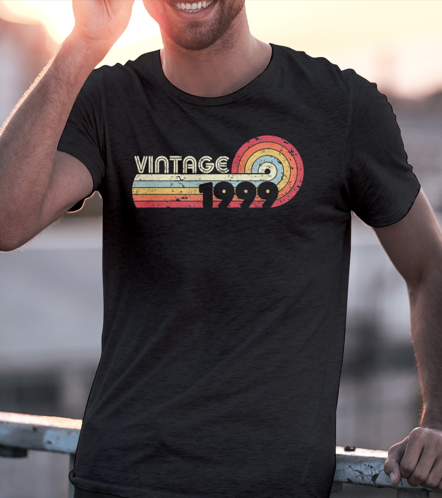 Vintage 1999 Retro Colorful Circle Stripes T-Shirt