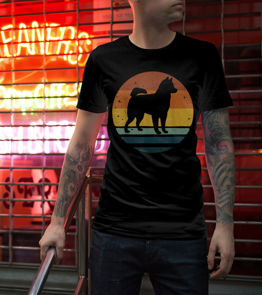 Alaskan Klee Kai Vintage Dog Sunset T-Shirt